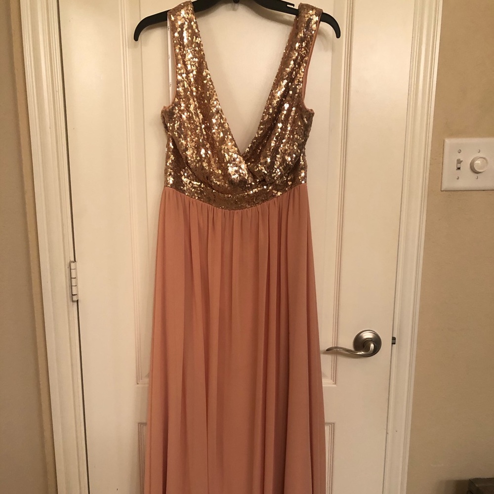 Lulu’s Rose Gold Sequin Maxi Dress